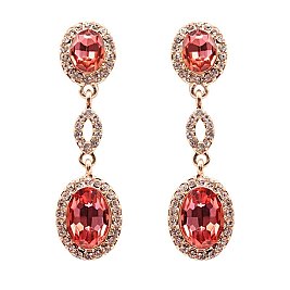 FASHIONABLE OVAL MIRROR DROP STONE EARRING SLEY8427