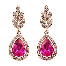 FASHIONABLE ELEGANT LEAF TEARDROP STONE EARRING SLEY8432