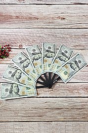 PACK OF 12 Hand Folding Fan with Fake 100 Dollar Bills - Party Favor