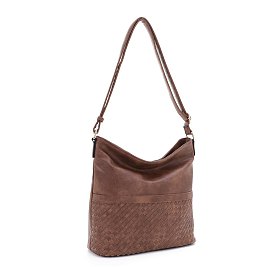 Woven Hobo bag with zip-top closure