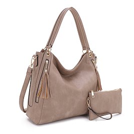 2-in-1 Ciara Double Tassel Zipper with Pouch Hobo Set
