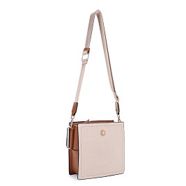 Hardware Emblem Two-Tone Structured Crossbody Bag