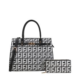 2-in-1 Pad-Lock Monogram Satchel Set + Wallet