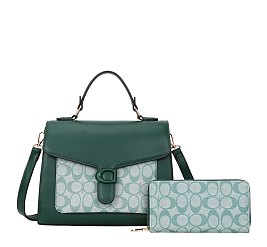 2 in 1 Oval Top Handle Monogram Satchel Set