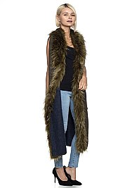 Fashionable Faux Fur Collar Lengthy Vest FM-SAO686