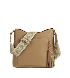 Tassel Front Pocket Crossbody Bag Hobo