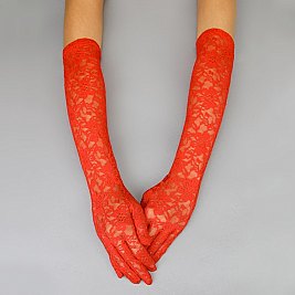 FASHIONABLE LACE LONG GLOVE W/ FLOWERS SLGLV962