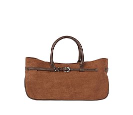Faux Suede Belted Satchel