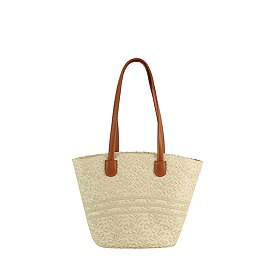 Straw Woven Long Handle Shoulder Tote Bag