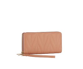 Chevron Quilted Zip Around Wallet Wristlet