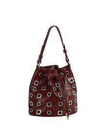 Fashion Rivet Drawstring Bucket Satchel