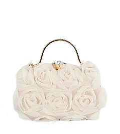 Chiffon Rose Floral Clutch Evening Bag