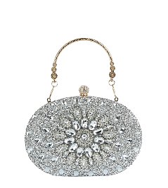 Rhinestone Floral Evening Bag Clutch