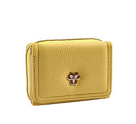 Small Flower Embellishment Tri-fold Wallet