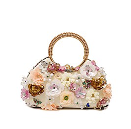 3D Flower Round Handle Clutch
