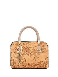 Embossed Flower Top Handle Satchel