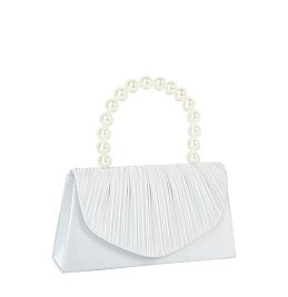 Pleated Flap Pearl Handle Clutch
