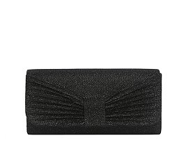 Glitter Bow Pleated Clutch