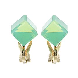 Fashionable Aqua Stylish Crystal Cube Earrings SLGS2