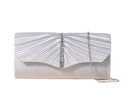 Rhinestone Pleated Satin Clutch