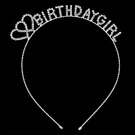 CHARMING CRYSTAL RHINESTONE DOUBLE HEART BIRTHDAY GIRL HEADBAND