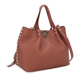 Studded Flip Lock Tote Bag