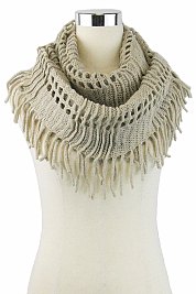 A Dozen (12pcs) Fringe Knit Infinity Scarves