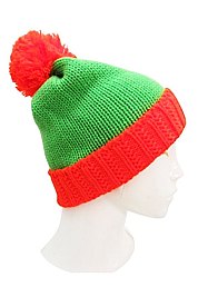 Pack of 12 Lovely Assorted Neon Color Beanie With Pom Pom