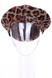 Pack of 12 Charming Leopard Soft Fur Beret