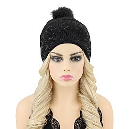 CUTE PAISLEY RHINESTONE POM POM BEANIE