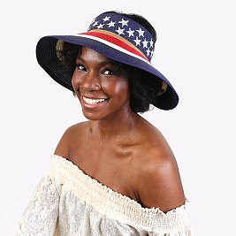PATRIOTIC USA AMERICA FLAG PAPER WOVEN SUN VISOR