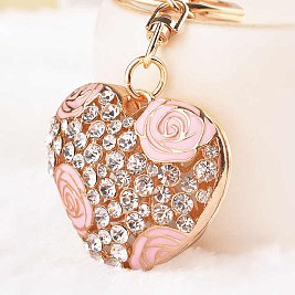 Rose Flower Heart Key Holder Keychain