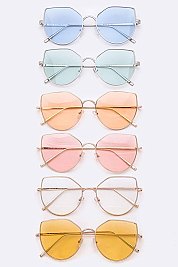 Pack of 12 Pieces Light Color Tint Iconic Cat Eye Sunglasses