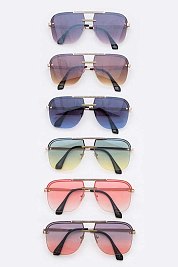 Pack of 12 Aviator Top Flat Bar sunglasses