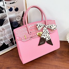 Scarfed Croc Combo Satchel Handbag