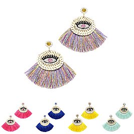 Straw Tassel Neon Boho Earring