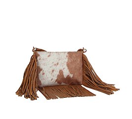 Calf Hair Cow Printed Fringe Crossbody Bag
