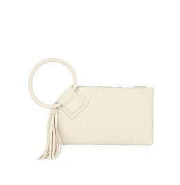 Woven Fringe Cuff Handle Clutch