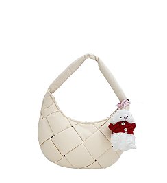 Bag Charm Puffy Woven Hobo Shoulder Bag