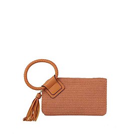 Canvas Cuff Handle Tassel Wristlet Clutch