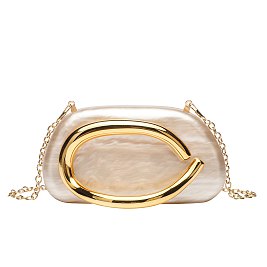 Acrylic Clutch Box Metal Handle Evening Bag