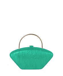 Golden Top Handle Marble Clutch Evening Bag