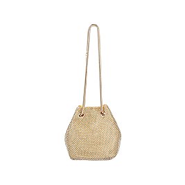 Rhinestone Mesh Bucket Shoulder Bag