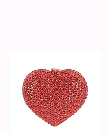 Rhinestone Heart Clutch Evening Bag