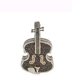 Rhinestone Violin Clutch Evening Bag