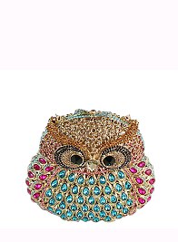 Rhinestone Owl Clutch Evening Bag