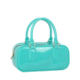 Glossy Top Handle Tote Satchel