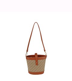 Straw Stripe Bucket Crossbody Bag