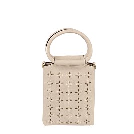 Perforated Round Top Handle Crossbody Bag