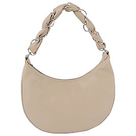 Braided Chain Handle Hobo Shoulder Bag